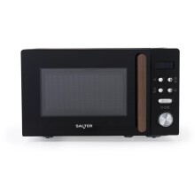 Salter EK5932BLK Toronto 20L Digital Microwave ? 95-Minute Timer, Defrost, 25.5cm Glass Turntable, 8 Auto-Function Presets, LED Display, Wood-Effect