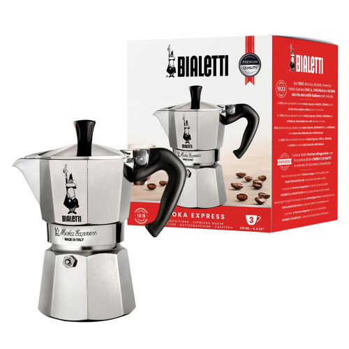 Bialetti Bialetti Moka Express Aluminium Stovetop Coffee Maker 130 ml(3 Cup)