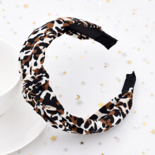 Bentiță pentru femei cu imprimeu leopard, bandă de păr cu imprimeu leopard, design la modă cu noduri, material moale și confortabil, bandă