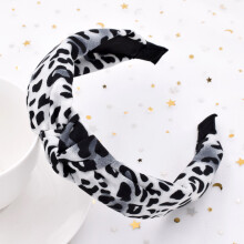 Fascia per capelli da donna con stampa leopardata, fascia per capelli con stampa leopardata, design alla moda con nodo, materiale morbido e