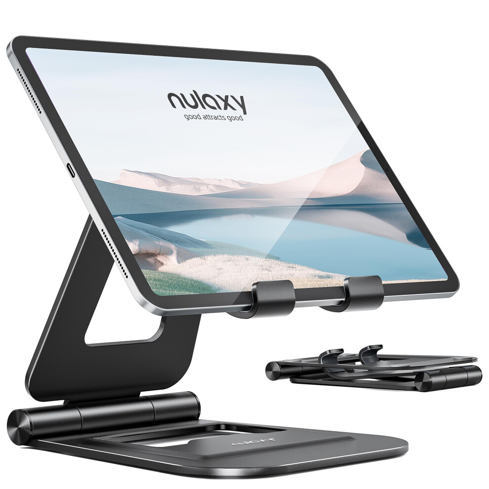 Nulaxy Aluminum Tablet Stand For Desk, Foldable Adjustable Desktop Tablet Stand Holder, Ipad Accessories For Office Compatible With Ipad Air/Mini/Pro 5051222477359