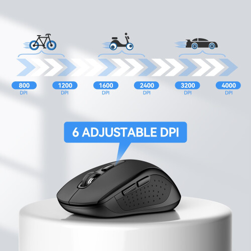 TeckNet TECKNET Bluetooth Mouse, 4000DPI Wireless Mouse Computer Mice Bluetooth 5.0/3.0 and 2.4GHz Connectivity Mouse with 6 Adjustable DPI,18 Months Long 2