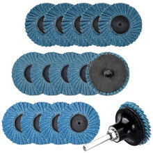 Mesee 15 Pieces Flap Grinding Disc Kit, 50mm/2 Inch Quick Change Roll Lock Flap Sanding Wheels with Disc Pad Holder 40Grit 60Grit 80Grit Grinder