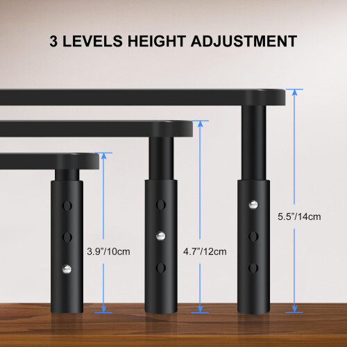 Bracwiser Monitor Stand Riser, Metal Computer Stand, 3 Height Adjustable Screen Riser with Mesh Platform for PS4, PC, Printer, Notebook and All Flat 1