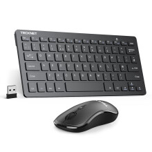 TECKNET Mini Wireless Keyboard and Mouse Set, 2.4G Cordless USB Keyboard and Silent Mouse Combo with Nano USB Receiver, 12 Months Battery Life, 12