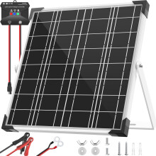 Voltset 20W 12V Solar Panel Kit, Monocrystalline Solar Battery Trickle Charger Maintainer + Upgrade 10A MPPT Charge Controller + Adjustable Mount