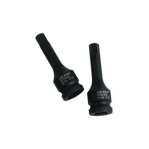 us pro US PRO Tools 1/2" Dr Impact Hex Bit Socket H10 x 78mm CR-MO Black Finish 3935 2