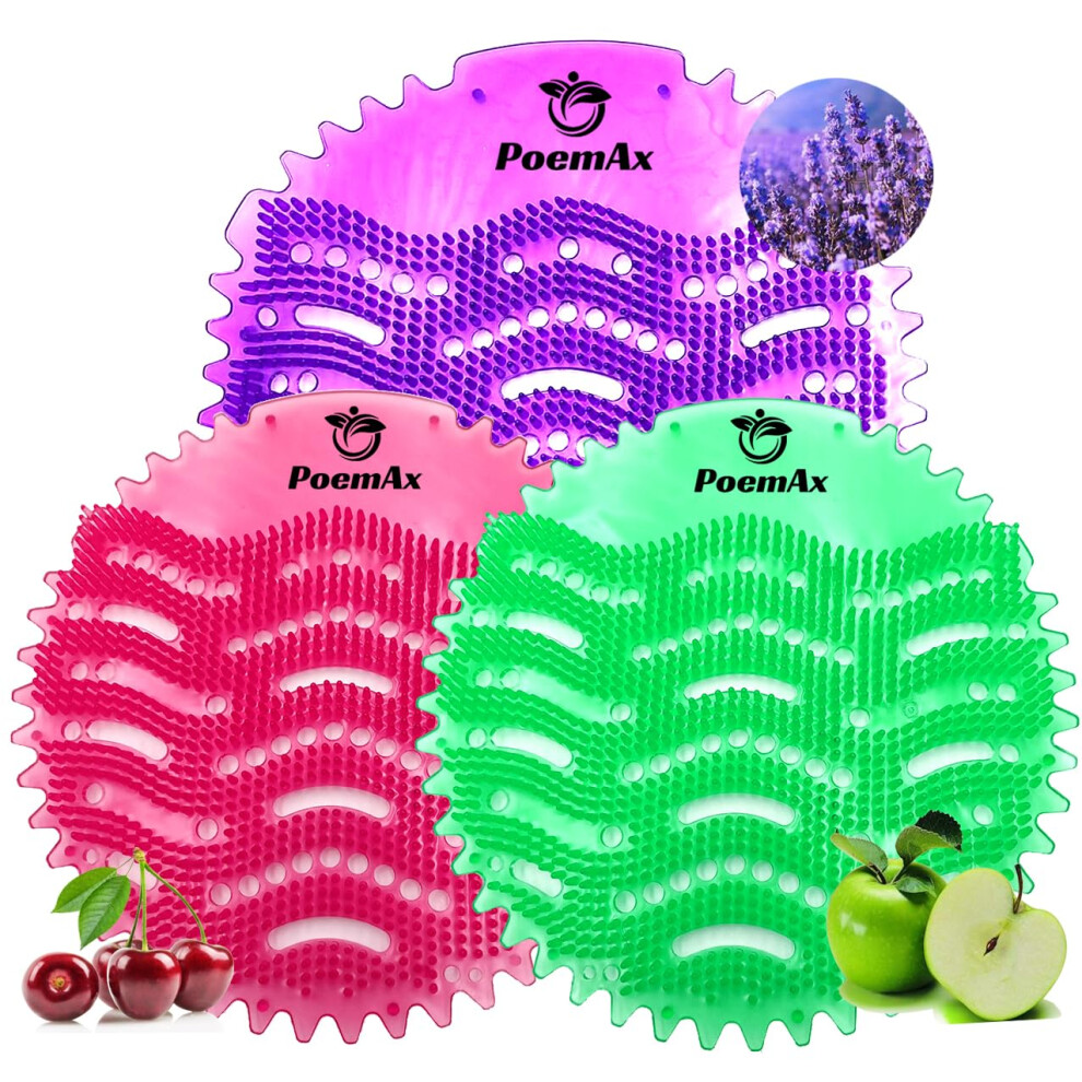Poemax 18 Pack Urinal Screen Deodorizer Mats, Long Bristle Anti-Splash Anti-Clogging Urinal Mats Scented Lasting Odor Freshener Urinal Cake ?Ideal For