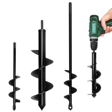 Garden Auger Drill Bit Set for Planting, 4.6x37cm/8x30cm/4x22cm, Bulb Post Hole Digger with 3/8" Hex Drive