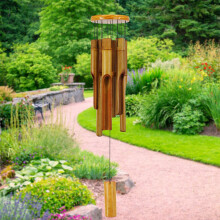 Bamboo Wind Chimes Outdoor,Wooden Wind Chimes with Melody Deep Tone,30" Classic Zen Garden Windchime for Relaxation, Grace.Home D?cor for Patio,