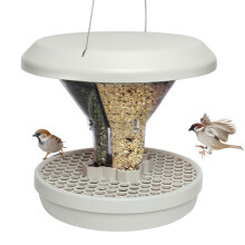 Smart Bird Feeder Davos | Hanging No Mess Station | Rat and Mouse Proof | Robin, Niger Seed Tray Catcher | Robust and Reliable | Dual food chambers |
