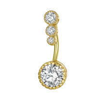 Navelpiercing met elegante afwerking, intern geschroefd, multi-CZ kristallen bodypiercing sieraad voor vrouwen, eenvoudige en sexy navel barbell stud