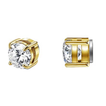 Non Piercing Earrings With Magnetic Closure, Surgical Grade Stainless Steel Cubic Zirconia Stud Earrings For Sensitive Ears, 24K Gold Plated Non Pierc