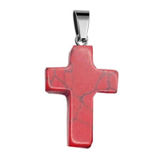 Pendentif croix en pierre précieuse naturelle aux vertus curatives, avec fermoirs à pression en acier inoxydable pour la création de bijoux, lisse