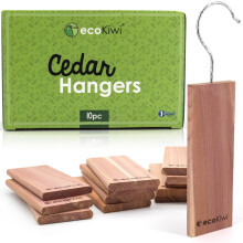 ecoKiwi Moth Repellent for Wardrobes & Clothes - 10 Pack Cedar Wood Hanging Blocks - Cedarwood Moth Repellent Wardrobe Freshener - 100% Natural Oil