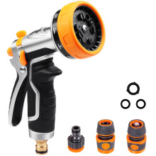 Onarway Garden Hose Spray Gun: 10 Patterns Multi Jet High Pressure Water Hose Gun Spray Nozzle Metal Hose Pipe Head Garden Watering Attachment Set