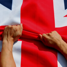 Anley Rip-Proof Technology Double Sided 3-Ply United Kingdom UK Flag 3x5 Foot - Vivid Color, Canvas Header and Wrinkle Resistant - The Strongest,