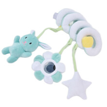 Baby-Plüsch-Spiralschleifen-Spielzeug für Kinderwagen mit Glöckchen, Sensorik & Krabbelaktivität, Grün