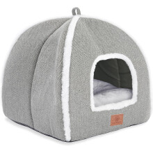Cat Bed for Indoor Cats - Ca t Cave Bed Cat House Cat Tent with Removable Washable Cushioned Pillow, Soft Kitten beds (Gray, L(17.5 x 17.5 x 17.5