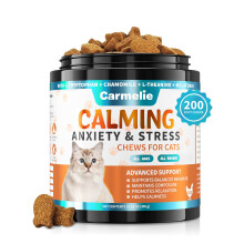 Carmelie Calming Treats for Cat- 200 Count Calming Cat Treats - Natural Cat Calming Support for Anxiety, Stress Relief - Chamomile, Valerian Root,
