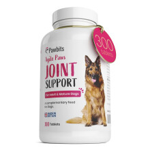 Pawbits 300 Adult Senior Dog Hip & Joint Supplements for Older Mature Dogs. High Strength Green Lipped Mussel Supplement for Elderly Dogs with Stiff