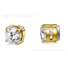 Non Piercing Magnetic Earrings for Sensitive Ears, 6 Prong Basket Screw Back Alternative with Zirconia Magnets, Stainless Steel Stud Earrings for Men