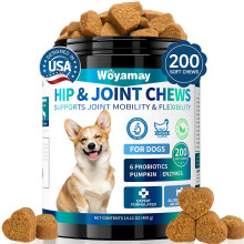 Woyamay Hip and Joint Supplement for Dog, 200 Soft Chews with Glucosamine, Chondroitin Sulfate and MSM, Supplements for Senior Dog Puppies, Joints