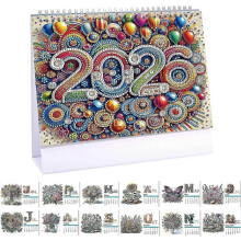 (D) 2026 DIY Diamond Painting Desk Calendar - Creative Monthly Flip Calendar with To-Do List, Diamond Art Kit Included, Perfect Office & Home Decor