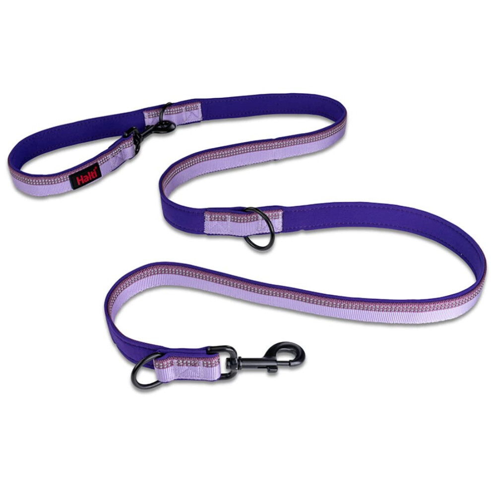 Halti Double-Ended Lead For Dogs, Size Large, Purple, 2M, Best Premium Puppy & Dog Leash, Neoprene-Padded, Easy To Use, Reflective, Adjustable