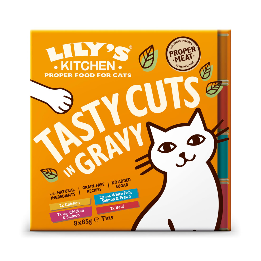 Lily's Kitchen Natural Adult Wet Cat Food In Gravy - Tasty Cuts Mixed Multipack - Complete -Free Recipes (48 Tins X 85G) Grain