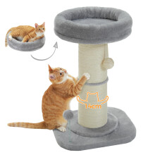 PAWZ Road Cat Scratching Post, High Scratching Post for Indoor Cats with Super Thick Scratching Post [Diameter = 14 cm], Removable Fluffy Cat Bed, Cat