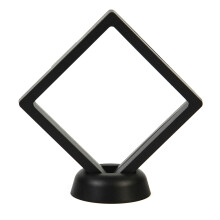3D Floating Display Case for Coin And Jewelry, Floating Frame Holder with Stand Base for Medallion Specimen Display, Transparent Flexible Membranes Cr