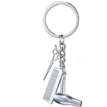 Brelok do kluczy z grzebieniem i suszarką do włosów dla ekspertów od urody, zawieszka z grzebieniem i nożyczkami w modnym estetycznym, trwałym