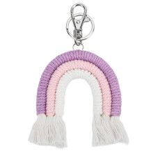 Minimalistischer Makramee-Regenbogen-Wandbehang, handgefertigte Dekoration im Boho-Stil mit Quasten, leichtes Deko-Accessoire für Kinderzimmer und