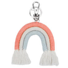 Boho veggteppe håndlaget makramé regnbue med duskdesign, dekorativt tilbehør for luftfrisker og babybarnepynt, unik stil