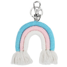 Decorazione da parete in stile boho, realizzata a mano in macramè con arcobaleno e nappe, accessorio decorativo per profumatore d'ambiente e arredo