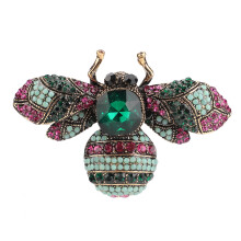 Broșă în formă de albină, bijuterii din aliaj retro cu pietre, ornament decorativ elegant în stil, broșă pentru femei, accesoriu de modă
