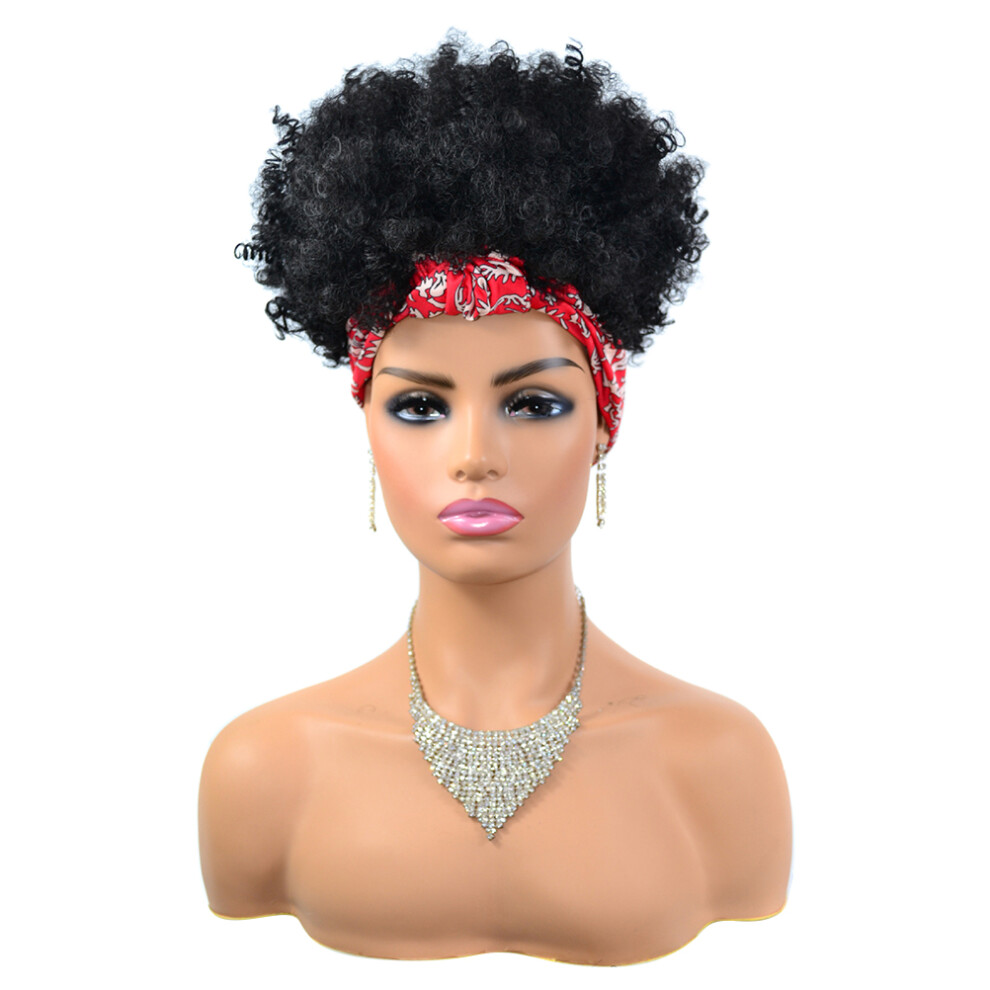 Synthetic Hair Elastic Hair Scarf, Curly Wig with Integrated Headband for Women, Afro Style Headwear for Everyday Use and Special Events, Soft Materi
