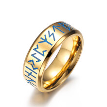 Anello luminoso per uomo, rune vichinghe norrene, anello spinner in acciaio al titanio, lavorazione intricata, anello amuleto lucido antigraffio,