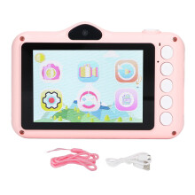 Cámara selfie para niños con juegos de rompecabezas, cámara digital con pegatinas fotográficas, batería recargable, material seguro y no