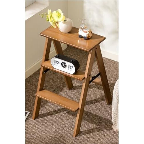 Foldable Bamboo Staircase Stool  Portable MultiFunction Ladder Chair For Kitchen Study Bedroom SpaceSaving Footstool 1