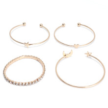 Openingsarmband voor dames, eenvoudig en chic ontwerp met hypoallergene afwerking en elegante stijl, verstelbare armband met maan- en stermotief,