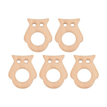 Teether Ring for Babies, Natural Beech Wood Chew Toy Handmade Wooden Teethers Non Toxic Animal Shape DIY Grasp Design for Soothing Gum Pain