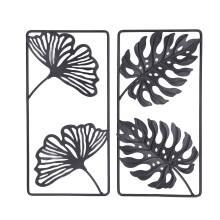 Artă de perete tropicală, decor vintage de perete, sculptură metalică de perete, design rustic cu frunze de palmier, formă de frunze de Ginkgo