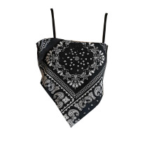 Ärmelloses Crop-Top für Damen, Trägertop mit Paisley-Muster, verstellbaren Spaghettiträgern und tropischem Print, rückenfreies Top im