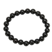 Unisex Black Agate Beaded Bracelet, Healing Crystal Bracelet for Chakra Reiki Healing and Protective Nature Defense, Handmade Elastic Stretch Design w