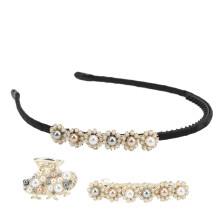 Vintage håraccessoarer elegant hårband med pärlstav och strassblommor halkfri stretchig passform handgjord för kvinnor flickor