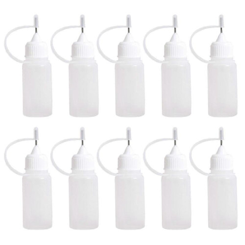 10pcs 30ml Plastic Squeezable Tip Applicator Bottle Dropper Bottles with Needle Tip Caps for Glue Liquid Oil--