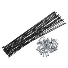 Bicycle Spokes 14G J Bend Steel With Nipples Straight Head Black 275mm Length 36Pcs