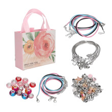 Jewelry Making Kit Featuring Silver Charms and Colorful Charms with Expandable Bangles Jump Rings and Assembly Tools Inside Elegant Gift Box